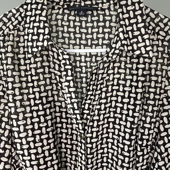 Banana Republic brown and cream pleated belted collared dress silk blend size 6 - Picture 4 of 13